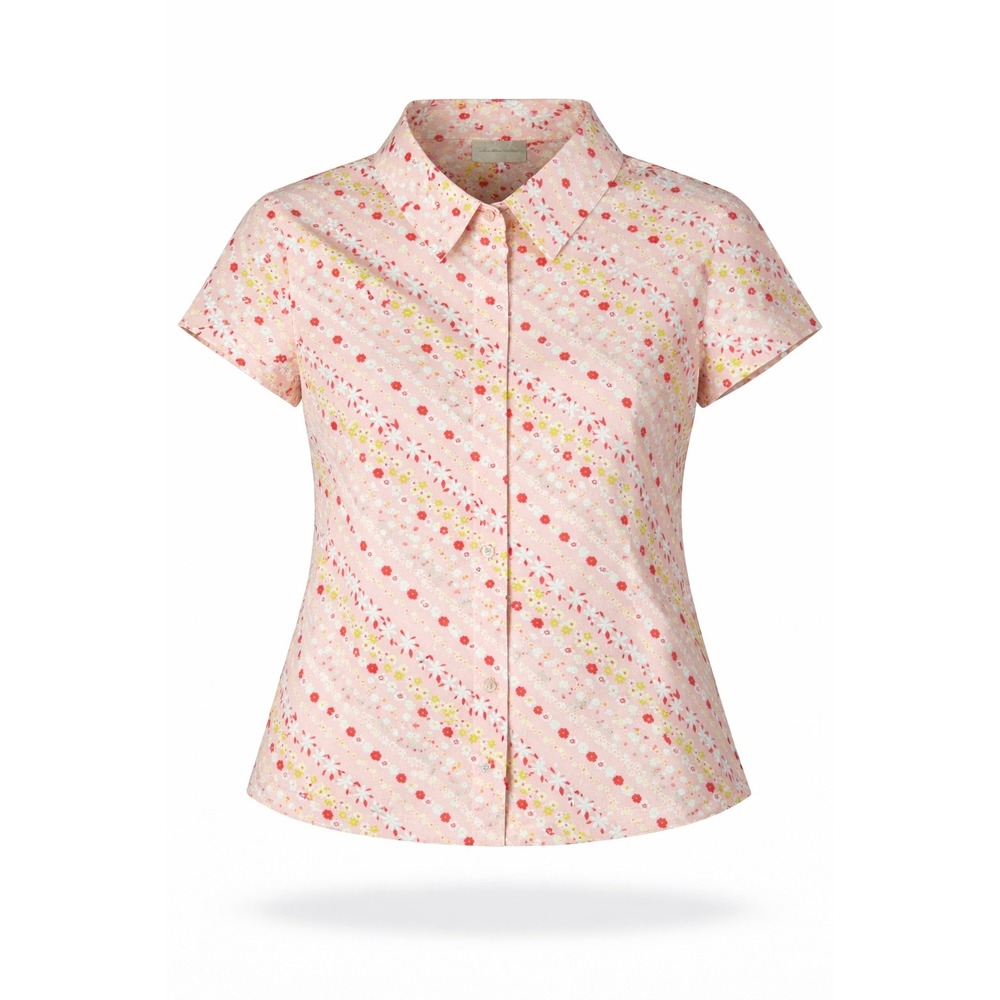 i.e. Relaxed Floral‎ Button Up Shirt Womens Small Pink Cotton Y2K Top